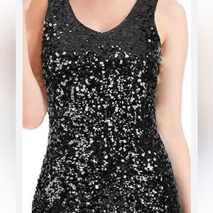 NEW WITH TAGS LOVE CULTURE BLACK SEQUIN LOW BACK DRESS LARGE STRETCHY SEXY PARTY